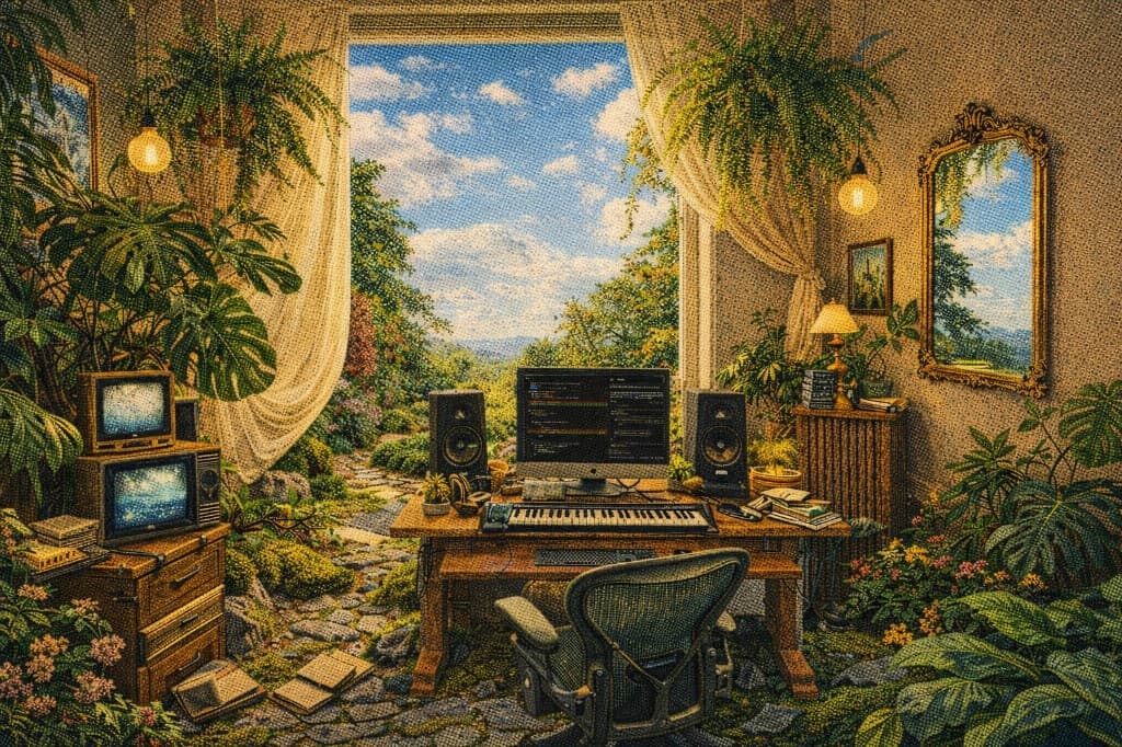 Estudio creativo con naturaleza